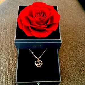 Perfect for Valentine’s Day! Rose gold necklace with rose box.